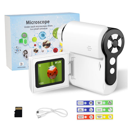 3-in-1 Digital Microscope & Telescope Camera for Kids – 1000X Zoom Handheld Microscope with LED Light – Includes 32GB Memory Card & 6 Sample Slides – STEM Science Gift