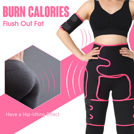 3-in-1 Neoprene Waist, Thigh & Arm Trimmer Set – High-Compression Sweat Belt – Body Shaping Sauna Suit for Weight Loss & Fitness