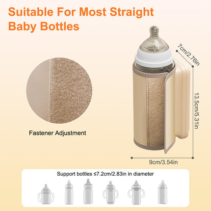 Portable Baby Bottle Warmer with Night Light – 6 Temperature Levels USB Rechargeable Milk Warmer – Travel Formula Heater for On-the-Go