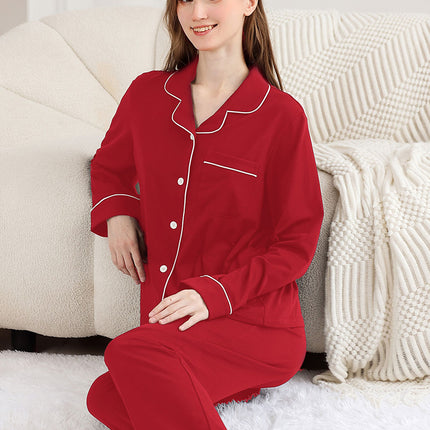 Rongtai Women's 100% Cotton Pajama Set – Classic Plaid Long Sleeve Button-Down Sleepwear – 2-Piece Comfy Winter PJs (S-XXL)
