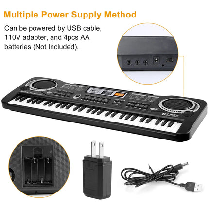 61-Keys Digital Music Electronic Keyboard – Portable Electric Piano for Beginners & Kids – Includes Microphone & Learning Functions – Musical Gift for Boys & Girls
