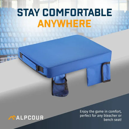 Extra Thick Portable Stadium Seat Cushion – 21-Inch Wide Bleacher Pad with Storage Pocket for Sports Games & Outdoor Events