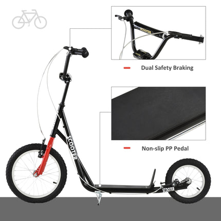 Teens & Youth Scooter with Inflatable All-Terrain Wheels – Dual Hand Brakes & Adjustable Handlebar – High-Performance Kick Scooter for Kids 5+ (Black)