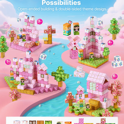100-Piece Princess Castle Magnetic Building Blocks Set