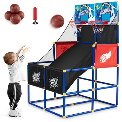 Dual Shot Kids Basketball Arcade Game – Double Hoop Indoor Toy with 4 Balls and Pump for Active Playroom Fun