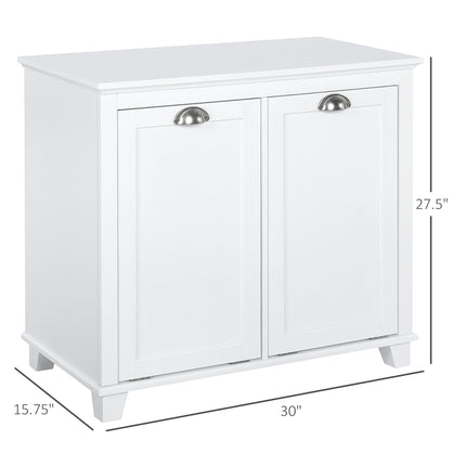 Double Tilt-Out Laundry Sorter with 2 Removable Bins – Space-Saving White Bathroom Cabinet – Contemporary Laundry Furniture