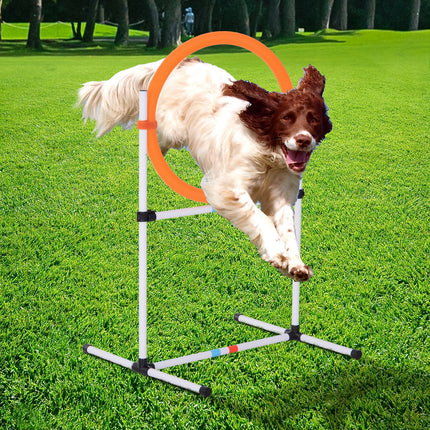 2-in-1 Dog Agility Training Set – Adjustable Jump Ring & Hurdle Bar – Portable Outdoor Obstacle Course for Small to Large Dogs