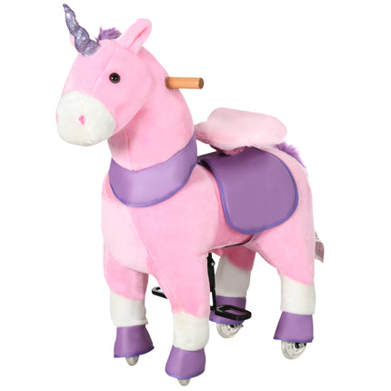 Ride-On Real Walking Unicorn – Mechanical Pony with Sparkly Horn – No Batteries Needed – Soft Plush Interactive Toy for Kids (Supports 176 lbs)