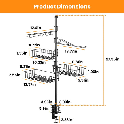 ProGrill™ Multi-Functional Griddle Caddy – All-in-One Standing BBQ Rack with Hooks & Storage Baskets