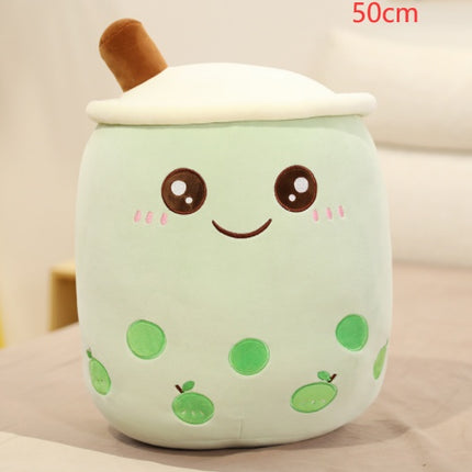 Cute Fruit Boba Tea Plush Pillow – Soft Strawberry Milk Tea Stuffed Toy – Kawaii Bubble Tea Cup Cushion for Kids & Teens (Pink/Brown)