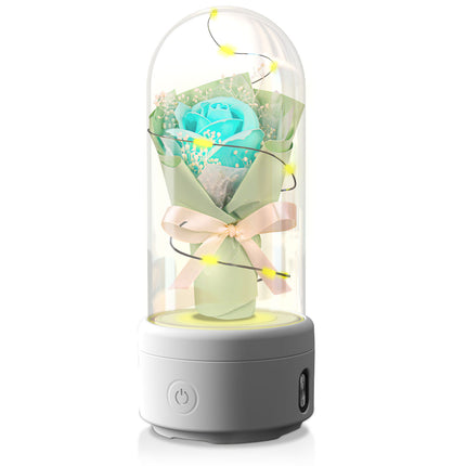 2-in-1 Rose Bouquet LED Light & Bluetooth Speaker – Enchanted Rose Night Light in Glass Dome – Unique Mother’s Day, Valentine’s Day & Anniversary Gift