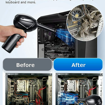3-in-1 Cordless Air Duster & Vacuum – Portable Electric Air Blower for Computer Cleaning – Rechargeable Dust Blower for Car, Home & Pet Hair