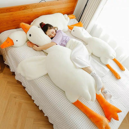 Giant Big White Goose Plush Pillow – Ultra Soft Long Body Hugging Pillow – Cute Stuffed Swan Toy for Sleeping & Home Decor