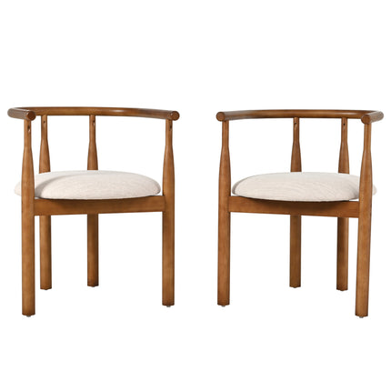 Mid-Century Modern Dining Chairs – Set of 2 Cushioned Accent Chairs with Solid Rubberwood Legs for Kitchen & Dining Room