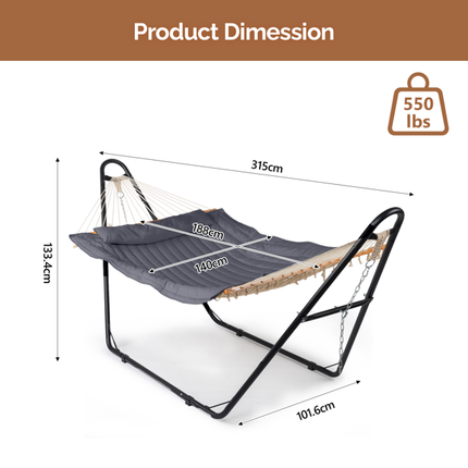 Gray Padded Hammock With Adjustable Freestanding Stand