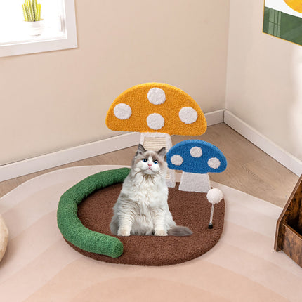 Mushroom Cat Bed & Scratcher – 2-in-1 Whimsical Cat Nest with Sisal Scratching Board – Cute Forest-Themed Furniture for Indoor Cats