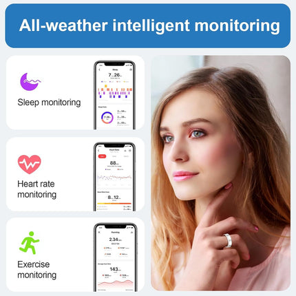 2025 New Smart Ring for Women – Elegant Diamond Health Tracker with Visible Tech Core – Heart Rate, Sleep & Fitness Monitor – IP68 Waterproof