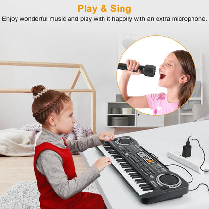 61-Keys Digital Music Electronic Keyboard – Portable Electric Piano for Beginners & Kids – Includes Microphone & Learning Functions – Musical Gift for Boys & Girls