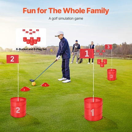 6-Hole Backyard Golf Game Set – Portable Golf Chipping Practice Game for Adults & Kids – Indoor/Outdoor Golf Training Toy for Lawn, Beach & Camping
