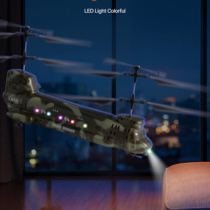 Military Transport RC Helicopter – 3.5 Channel Mini Aircraft with Gyroscope – Stable Hovering & Collision Resistant Toy – Perfect Birthday Gift for Kids