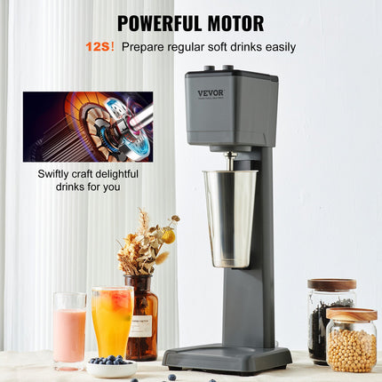 375W Commercial Milkshake Maker – Single-Head Electric Drink Mixer – 3-Speed Professional Milkshake Blender with 27.7oz Stainless Steel Cup