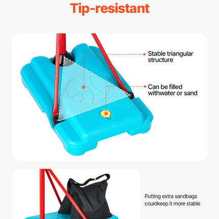 Height-Adjustable Kids Basketball Hoop – Portable Outdoor Basketball Goal System – Durable Backboard & Stand for Backyard & Driveway – Junior Sports Equipment