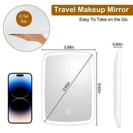 Ultra-Slim Lighted Makeup Mirror – Compact Desktop Vanity Mirror for Travel & Home
