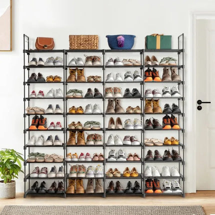 80-Pair High-Capacity Shoe Storage Rack – 10-Tier Modular Shoe Organizer – Durable Metal Frame Shoe Shelf for Large Collections
