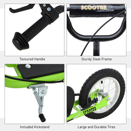 Teens & Youth Kick Scooter with Inflatable All-Terrain Wheels – Electric Green – Dual Hand Brakes & Adjustable Height – Ages 5+