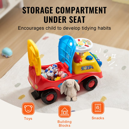 3-in-1 Ride-on Push Car for Toddlers – Sit-to-Stand Walker & Foot-to-Floor Racer – Includes Music, Horn & Under-Seat Storage – For Boys & Girls Ages 1-3