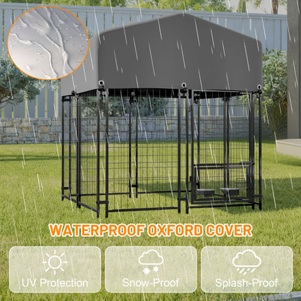 Compact Outdoor Dog Kennel with Roof – Heavy Duty Welded Wire Pet Crate – All-Weather UV-Resistant Enclosure for Small & Medium Dogs