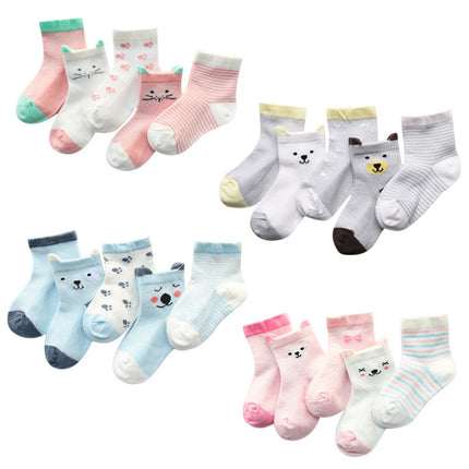 5-Pack Kids Breathable Summer Socks – Thin Mesh Cotton Socks for Boys & Girls – Soft & Sweat-Absorbing Daily Wear
