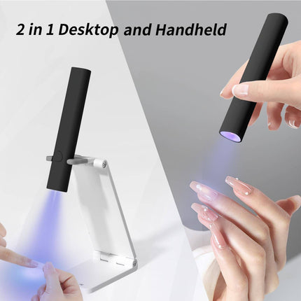 LuxeNail™ Mini Cordless UV Dryer – 2-in-1 Handheld & Stand-Up Professional Curing Station