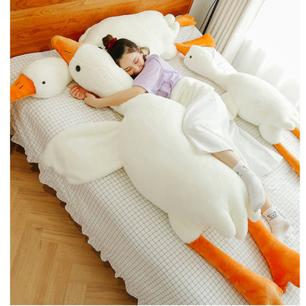 Giant Big White Goose Plush Pillow – Ultra Soft Long Body Hugging Pillow – Cute Stuffed Swan Toy for Sleeping & Home Decor