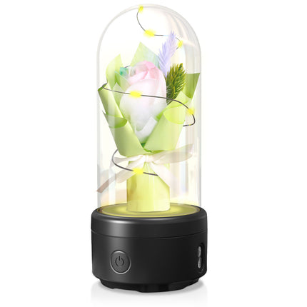 2-in-1 Rose Bouquet LED Light & Bluetooth Speaker – Enchanted Rose Night Light in Glass Dome – Unique Mother’s Day, Valentine’s Day & Anniversary Gift