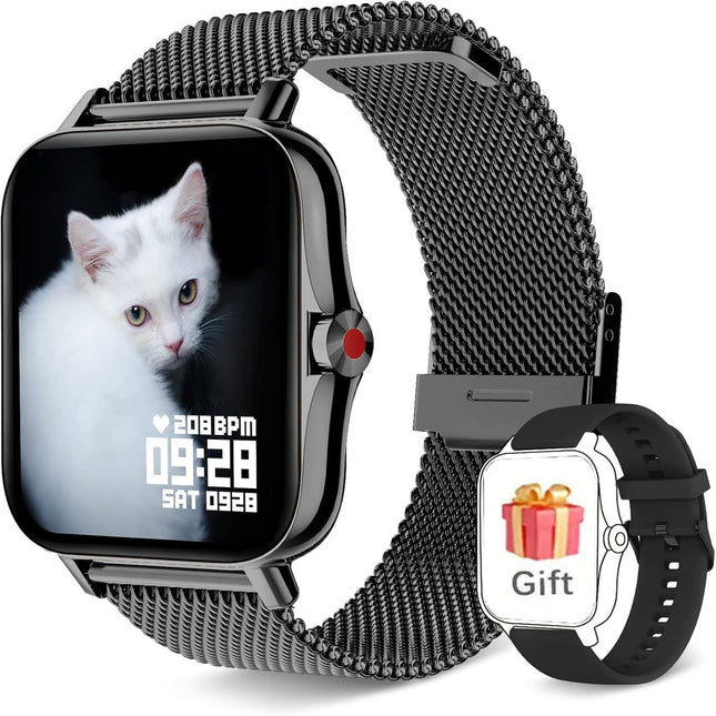 Luxury Round Screen Smartwatch – Bluetooth Call & Message Alerts – Premium Metal Band Fitness Tracker with Heart Rate & Sleep Monitor