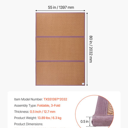 Japanese Foldable Tatami Mat – 80" x 55" Natural Handwoven Rattan Floor Mat – Breathable Summer Sleeping & Meditation Rug – Non-Slip