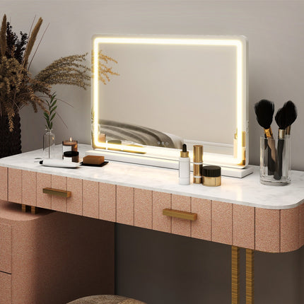Ultra-Slim LED Vanity Mirror – Square Desktop Makeup Mirror with 3-Color Modes