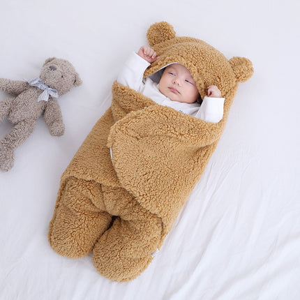 Anti-Shock Baby Swaddle Blanket – Thickened Winter Sleeping Bag – Soft Fleece Newborn Wrap for Better Sleep & Security