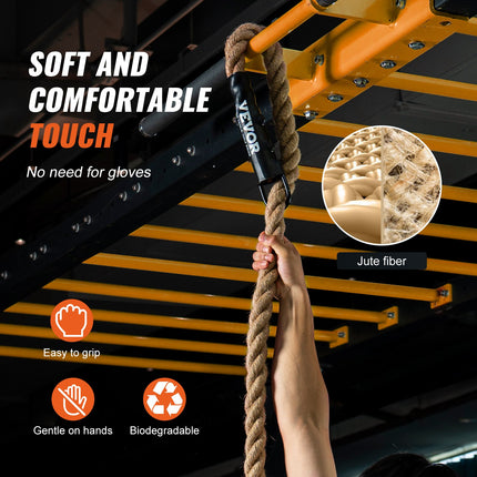 Professional Gym Climbing Rope – 1.5" Diameter Heavy-Duty Fitness Rope – 10ft Strength Training Rope for Home Gym & CrossFit
