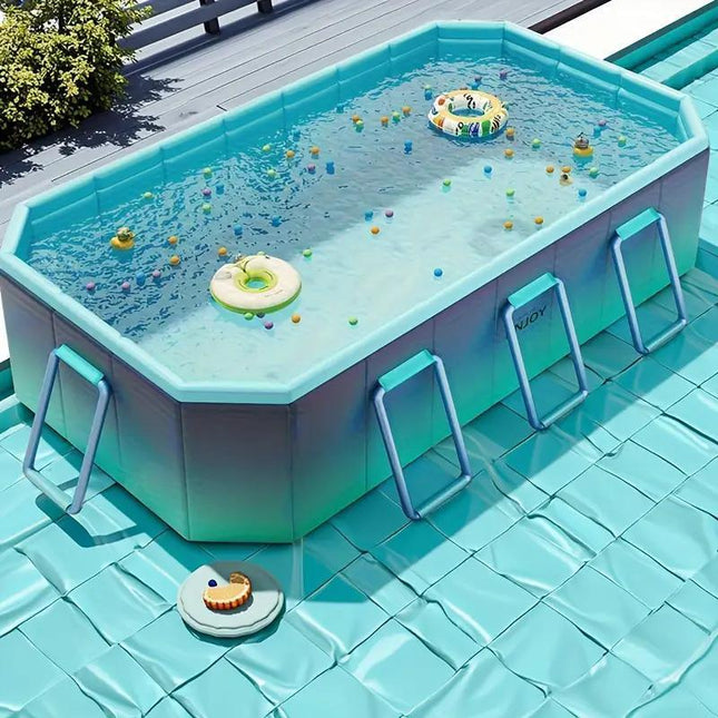 2.6M Non-Inflatable Family Swimming Pool – Foldable Hard Side Pool – Glacier Blue Aesthetic – Leak-Proof & Quick Setup for Backyard Fun