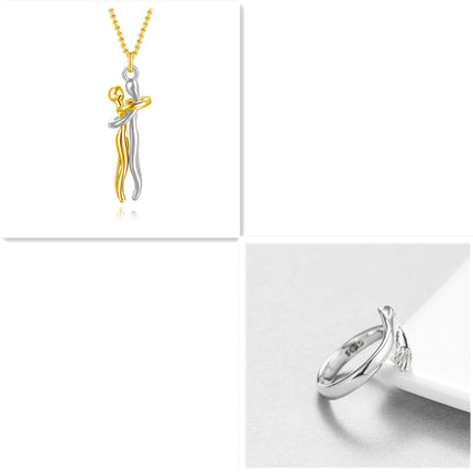 Romantic "Love Hug" Pendant Necklace – Symbolic Couple Jewelry for Lovers – Meaningful Anniversary & Valentine’s Day Gift for Him & Her