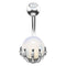 14G Skeleton Claw Opal Belly Button Ring for Gothic Styling - White