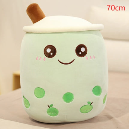 Cute Fruit Boba Tea Plush Pillow – Soft Strawberry Milk Tea Stuffed Toy – Kawaii Bubble Tea Cup Cushion for Kids & Teens (Pink/Brown)