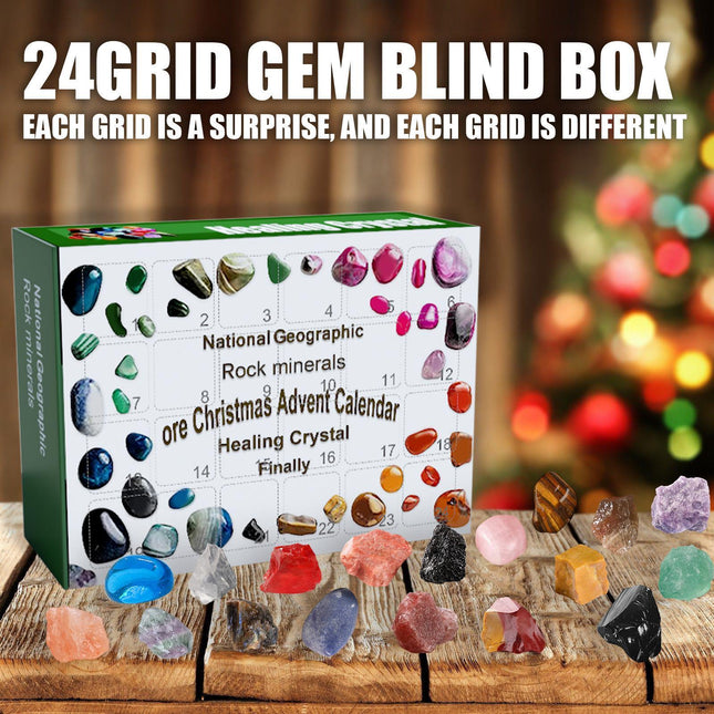 Christmas Advent Calendar 2026 – 24 Days of Healing Crystals & Ores – Surprise Blind Box for Kids & Science Enthusiasts – Daily Countdown Gemstone Gift Set
