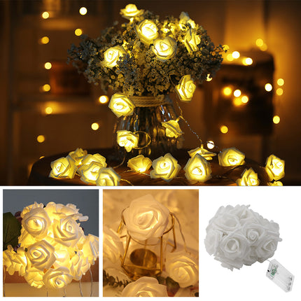 40 LED Rose Flower String Lights – 10ft/3m Battery Operated – Romantic Fairy Lights for Valentine's Day, Wedding, Bedroom & Anniversary Decor