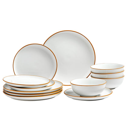 12-Piece Modern Ceramic Dinnerware Set – Complete Service for 4 – Elegant White Plates & Bowls
