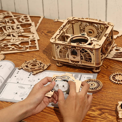 Robotime ROKR DIY Hand-Crank Gramophone – 3D Wooden Puzzle That Actually Plays Music – LKB01 Classic Phonograph Model Kit