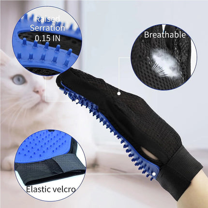 Premium Pet Grooming Gloves (1 Pair) – Gentle Deshedding & Massage Brush – Effective Hair Remover for Dogs, Cats, Horses & Rabbit