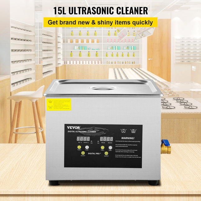 15L Professional Ultrasonic Cleaner – 600W Heater & 360W Ultrasonic Power – Digital Lab Cleaner with Timer for Engine Parts, Dental Tools & Jewelry
